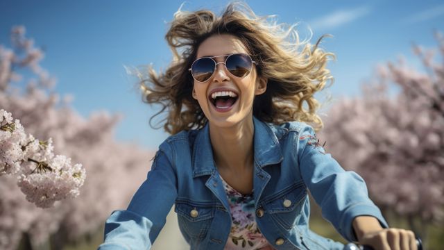 Жена, щастие, пролет