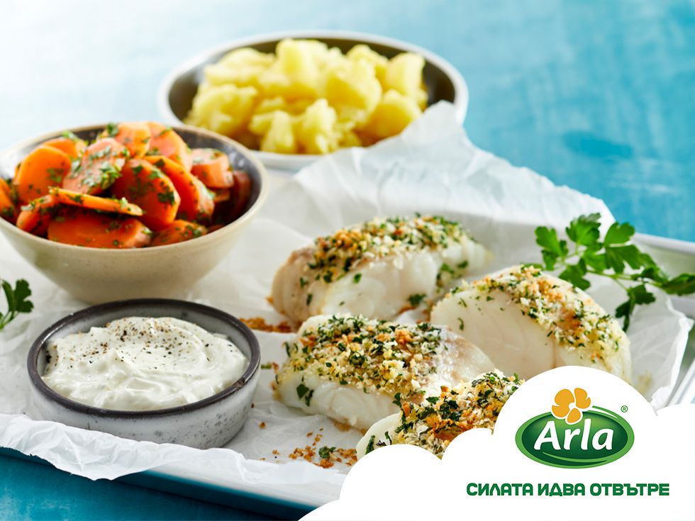 Печена риба Треска с лимонов крем