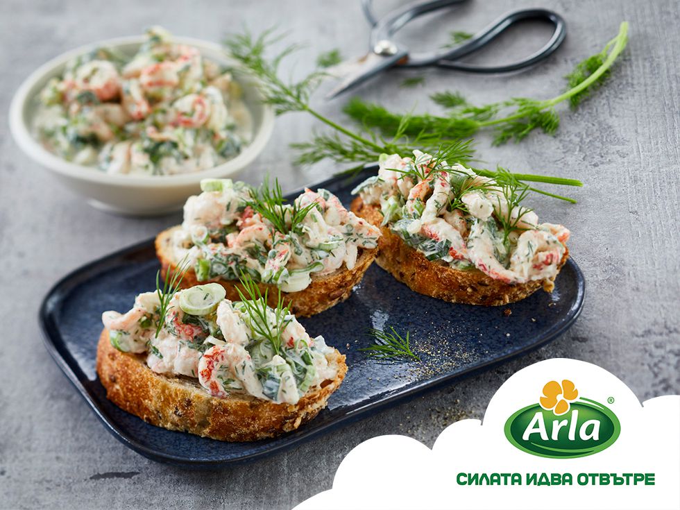 Салата със скариди и крем сирене Arla