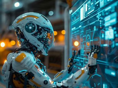 Видео показа как хуманоиден робот рита изпълнителния директор на компанията, която го е създала