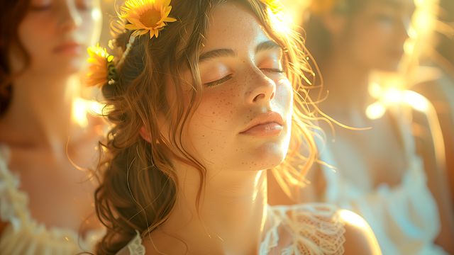 Жена, молитва, затворени очи