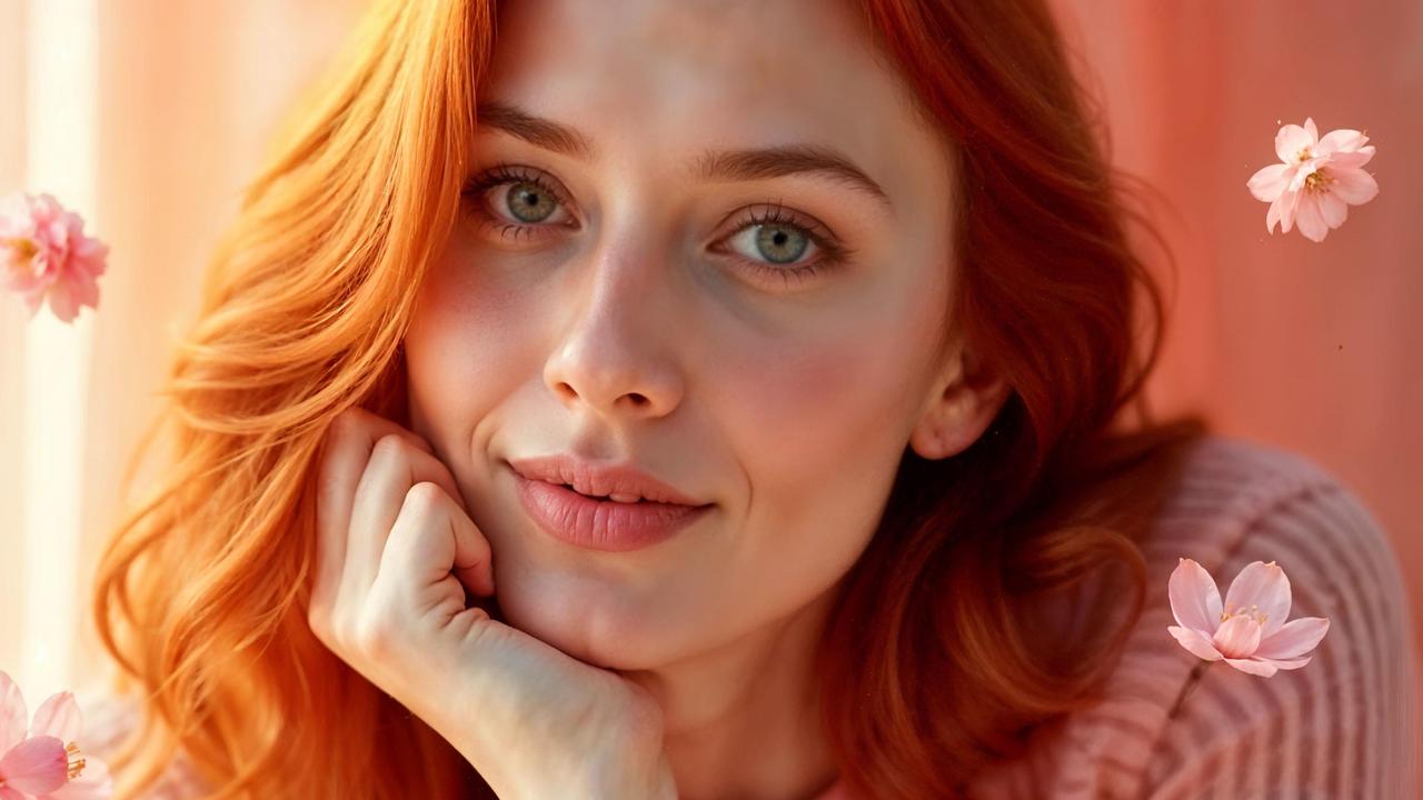 Красива жена, цветя