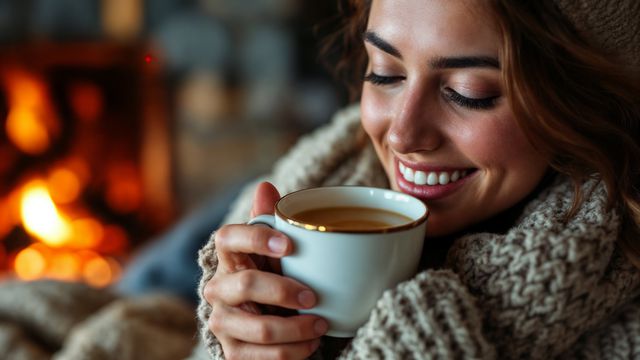 Жена, кафе, зима