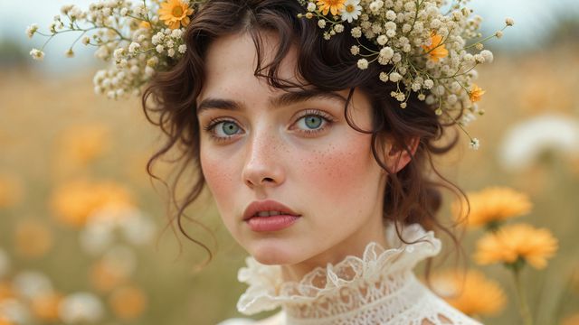 Жена, проет, цветя