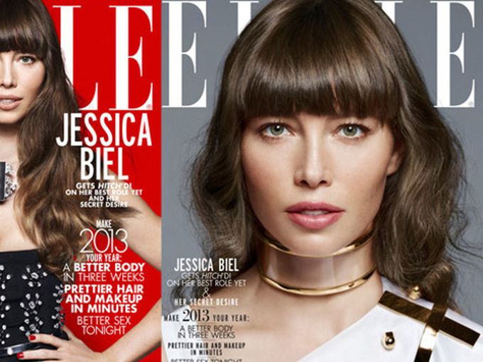 Джесика Бийл за януарския Elle