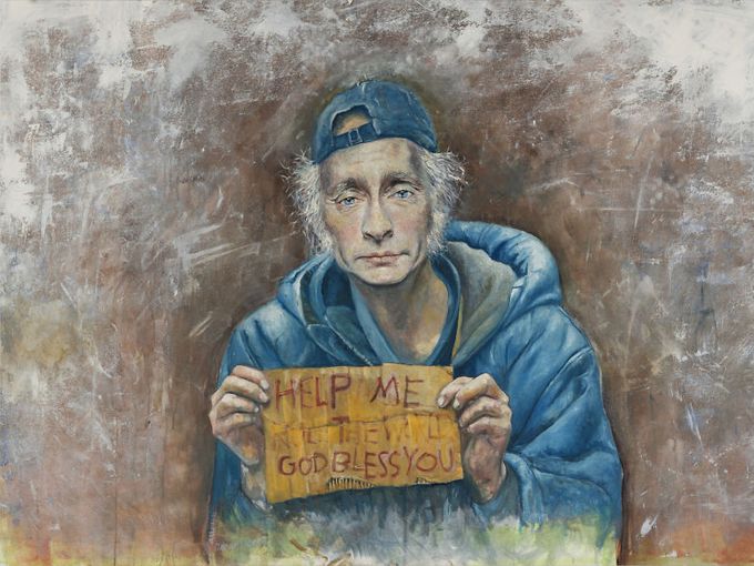 Художник нарисува световните лидери като бежанци