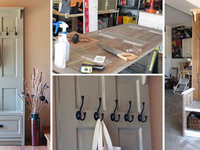 Закачалка за антре от стара дървена врата