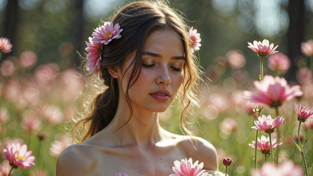 Жена и цветя