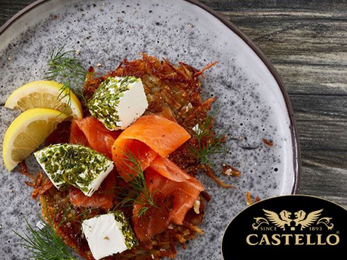 Скандинавски картофени палачинки с крема сирене Castello и сьомга