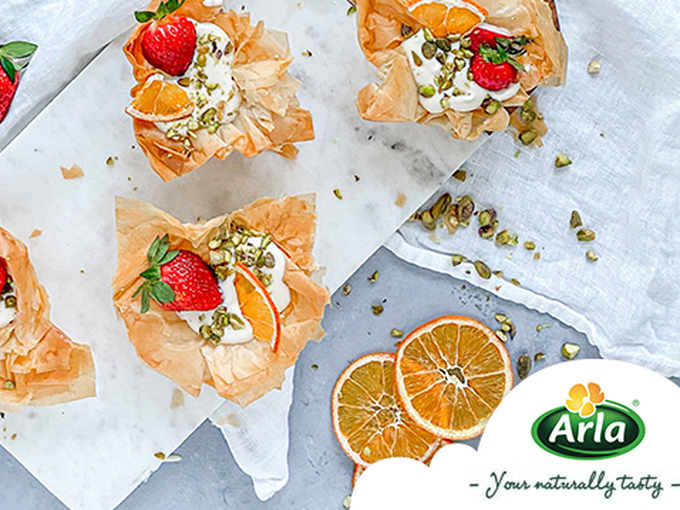 Сладки кошнички с пълнеж от крем сирене и шоколад