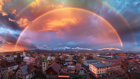 Феноменален изгрев и двойна дъга озариха небето над София тази